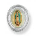  O.L. OF GUADALUPE GOLD STAMPED PRINT IN OVAL SILVER LEAF FRAME 